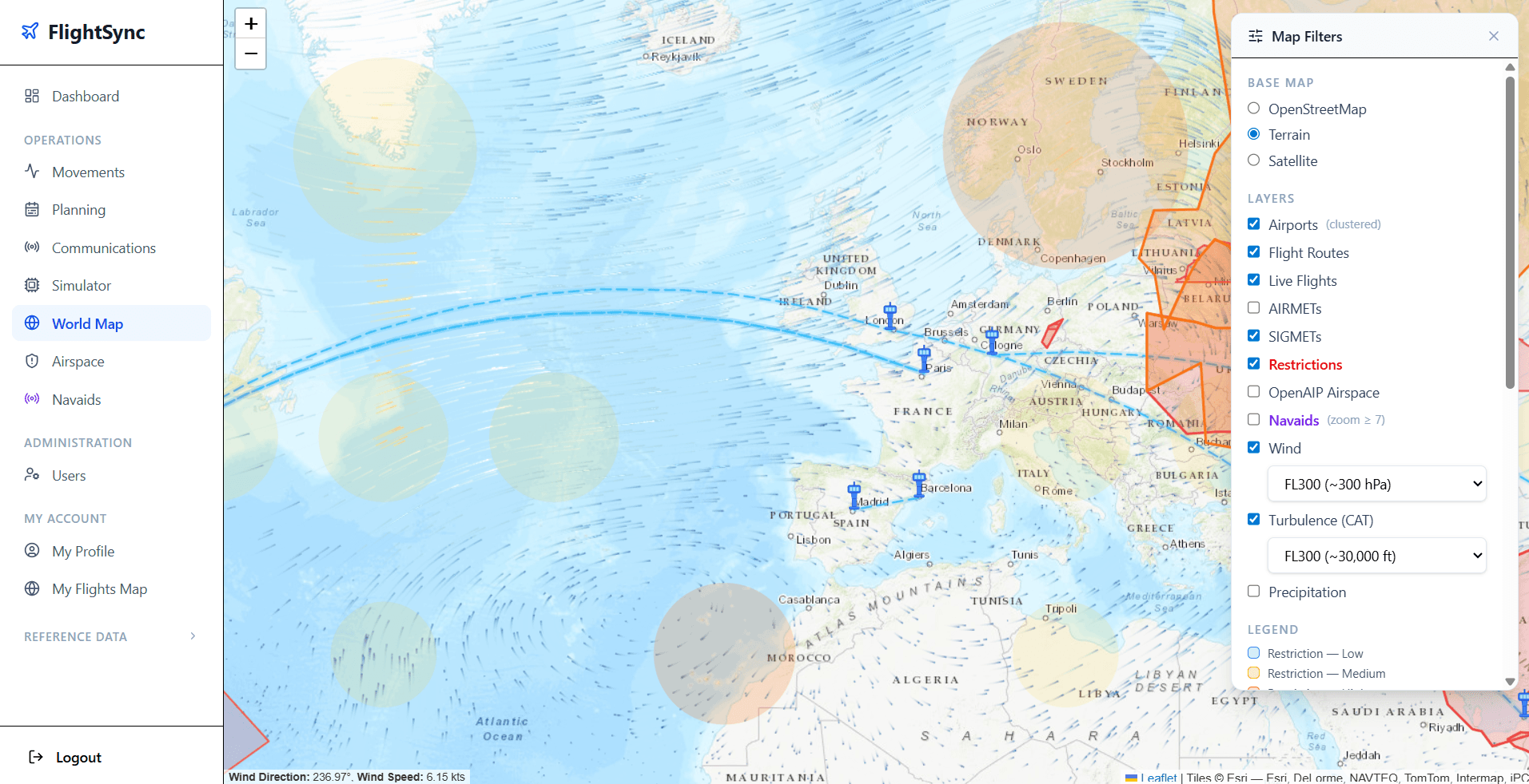 Screenshot of Flights Management